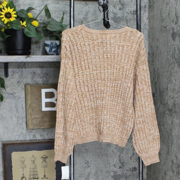 NWT [BLANKNYC] Heather Ribbed Crewneck Sweater XS Toffee Brown - Picture 3 of 6